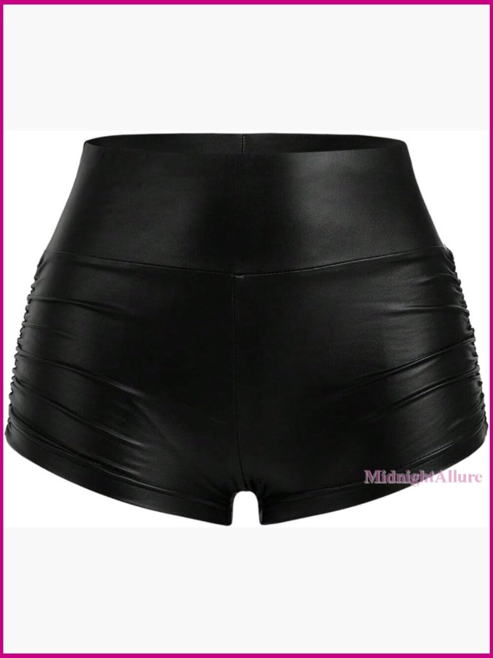 Faux Leather Ruched High Waist Mini Shorts for Going Out